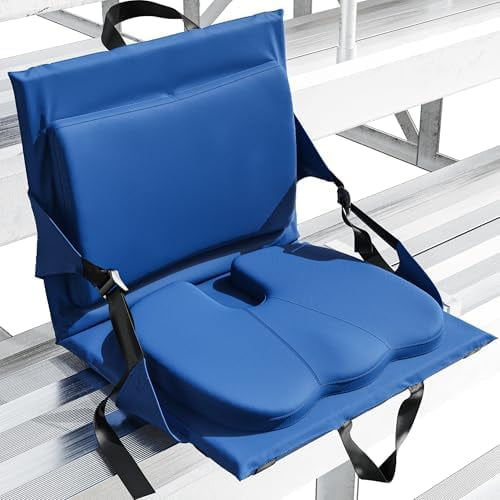Stadium Seats with Back Support - Adjustable Memory Foam Bleacher Chairs with Back and Cushion, Portable, Easy Folding Stadium Seat Cushion with Storage Pocket