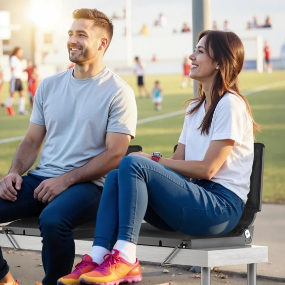 Stadium Seats with Back Support and Cushion, Portable Folding Comfort Bleacher Seats w/Shoulder Strap & Carry Handle for Sports Events Concerts Outdoor