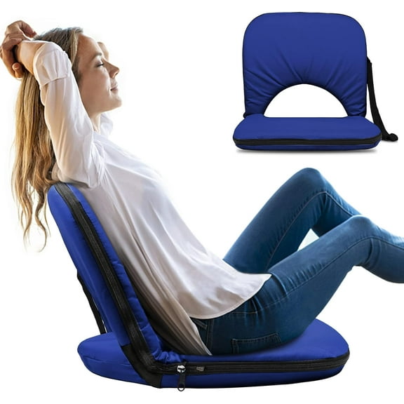 Stadium Seats Cushion for Bleachers with Strong Back Support, Folding Bleacher Seat with 20In Wide Cushion, 4LBS Lightweight, 6 Reclining Positions, Multifunctional Floor Chair for Indoor or Outdoor