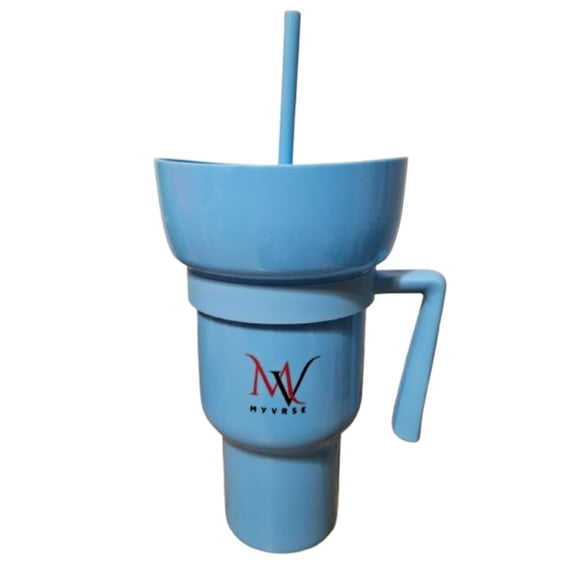 Stadium Tumbler Cup with Lid & Straw Reusable Plastic Drinking Cup 6 Color Options BPA-Free, Durable, for Sports, Parties, Events, Travel, Movie for kids and Adult (Blue)