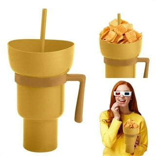  Snack and Drink Cup, Cup Bowl Combo with Straw, Stadium  Tumbler-32oz Color Changing Stadium Cups for Cinema, Snackeez Cups with Top  Bowl for Popcorn French Snacks and Cup for Cola Drinks (