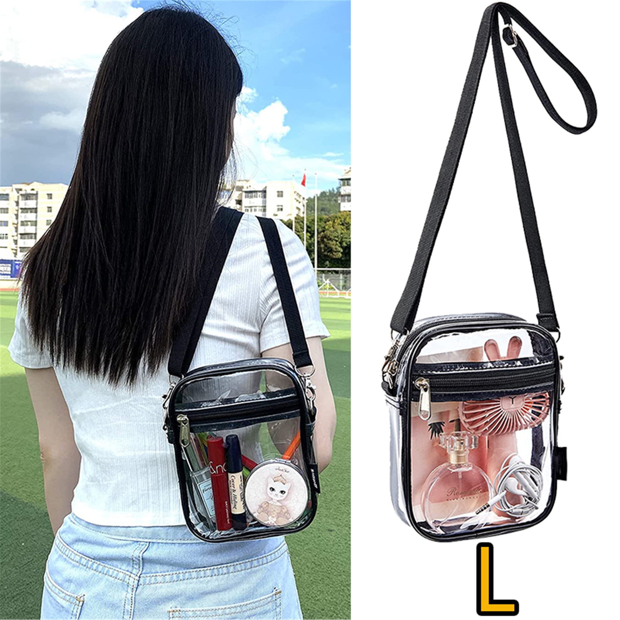  Clear Bags For Women Clear Purse Tote Messenger Crossbody Shoulder  Bag Large Transparent Stadium Approved Handbags Unique Fashion (Black) :  Clothing, Shoes & Jewelry