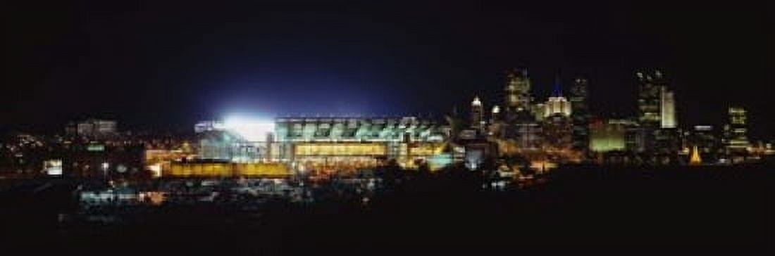 Stadium lit up at night in a city Heinz Field Three Rivers Stadium Pittsburgh Pennsylvania USA Canvas Art - Panoramic Images (36 x 12)
