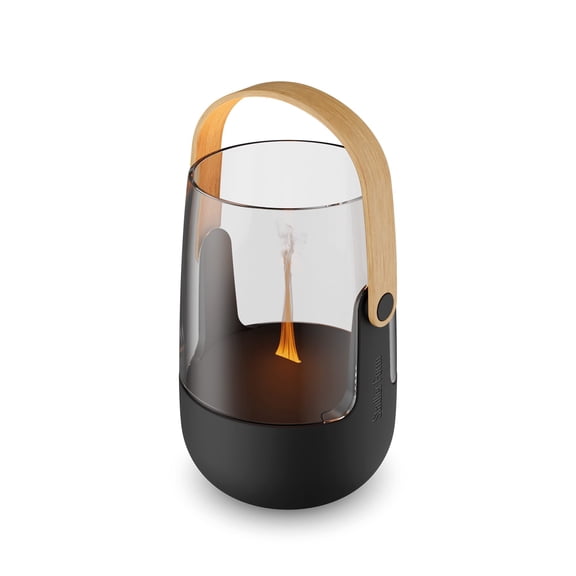 Stadler Form Aroma Diffuser & Lantern Sophie Little, with Rechargeable Battery up to 7 h, Indoor and Outdoor, Illuminated and Scented, Flame Effect, for Essential Oils, Black with Bamboo Handle
