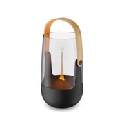 Stadler Form aroma diffuser & lantern Sophie, for indoors and outdoors, diffuses essential oils of your choice, illuminated with flame effect, battery-operated up to 11 h, black with bamboo handle