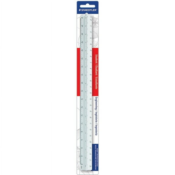 Staedtler 12" Triangular Engineer Scale - 12" Length 1" Width - 1/10 Graduations - Imperial, Metric Measuring System - Plastic - 1 Each - White | Bundle of 5 Each