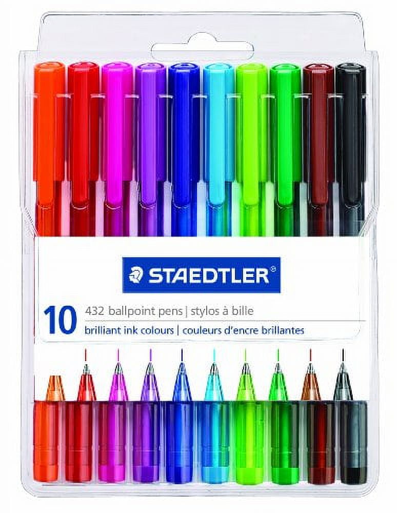 Staedtler Ballpoint Pens, Medium Point, Assorted Inks, 10/Pack (4320 MTB10)