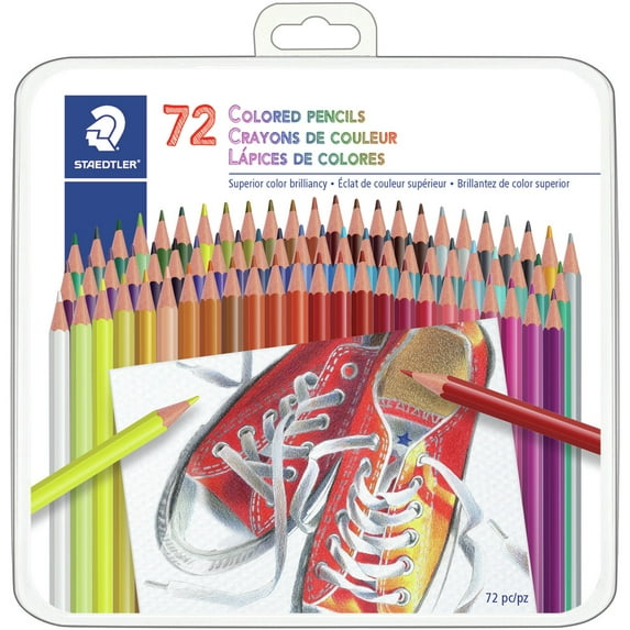 STAEDTLER Assorted Colored Pencils, 72 Shades in Metal Tin, Pre-Sharpened