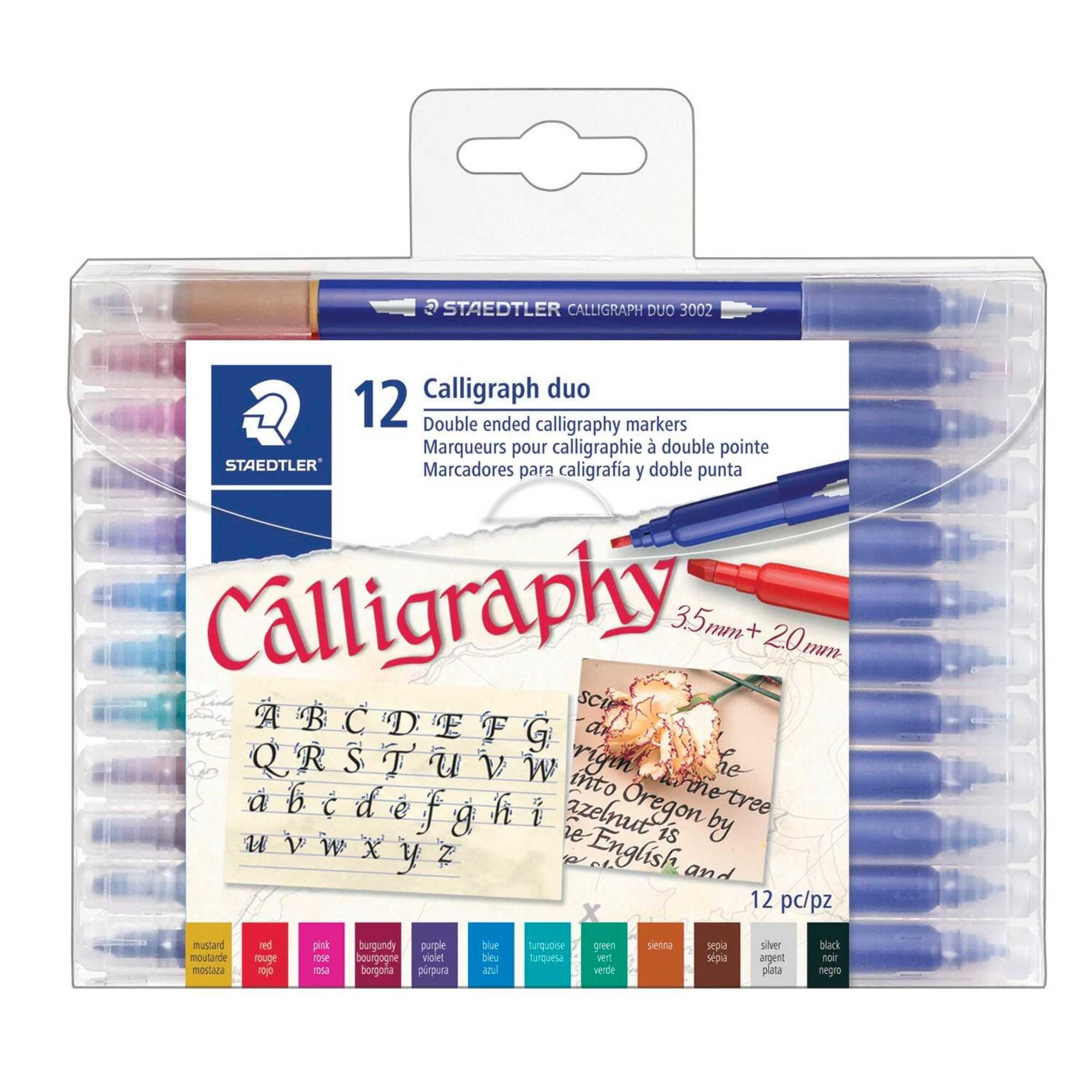 Staedtler Double Ended Calligraphy Duo Markers, Assorted Colors, Set of
