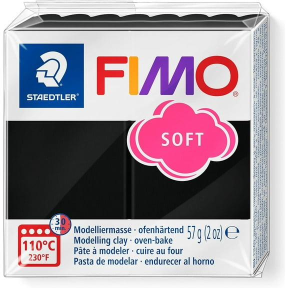 Staedtler FIMO Soft Polymer Clay - -Oven Bake Clay for Jewelry, Sculpting, Crafting, Black 8020-9