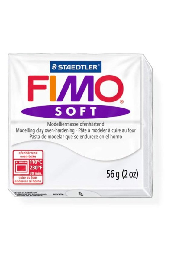 Fimo Soft White 0 Oven Bake Modelling Clay Moulding Polymer Block Colour 56g 1 Pack