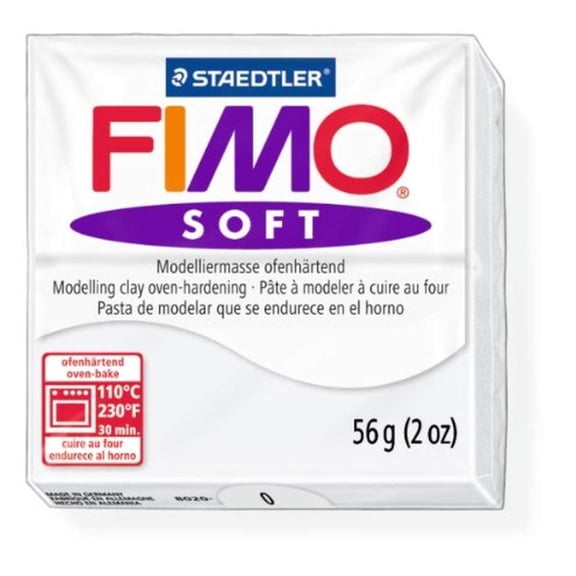 Staedtler Fimo Soft White 0 Oven Bake Modelling Clay Moulding Polymer Block Colour 56g 1 Pack