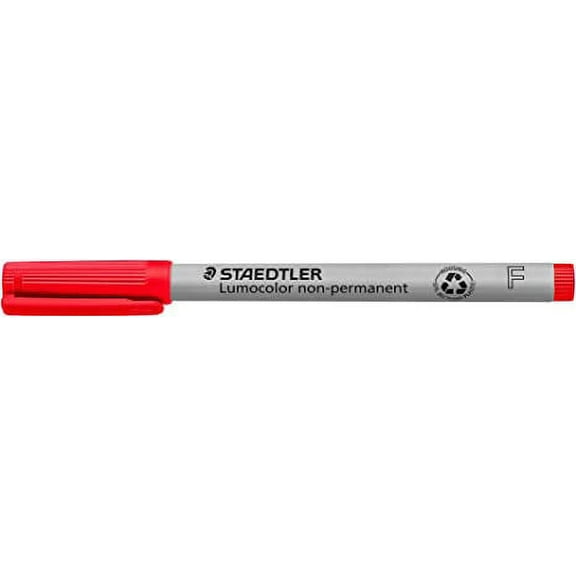 Staedtler Lumograph Non-Permanent Wet Erase Marker Pens, Fine Tip Refillable Colored Marker, Red, 315-2