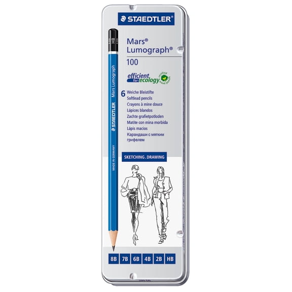 Staedtler Lumograph Pencil Set, 6-Pencils, Assorted Degrees