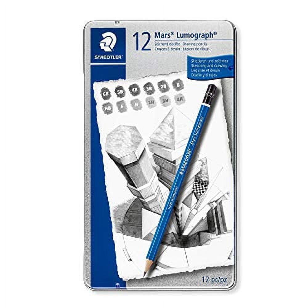 Amazon.com : Wooden Pencil By Staedtler Mars Lumograph - Pack of 24 Degrees  in Practical Plastic Storage Box With 6