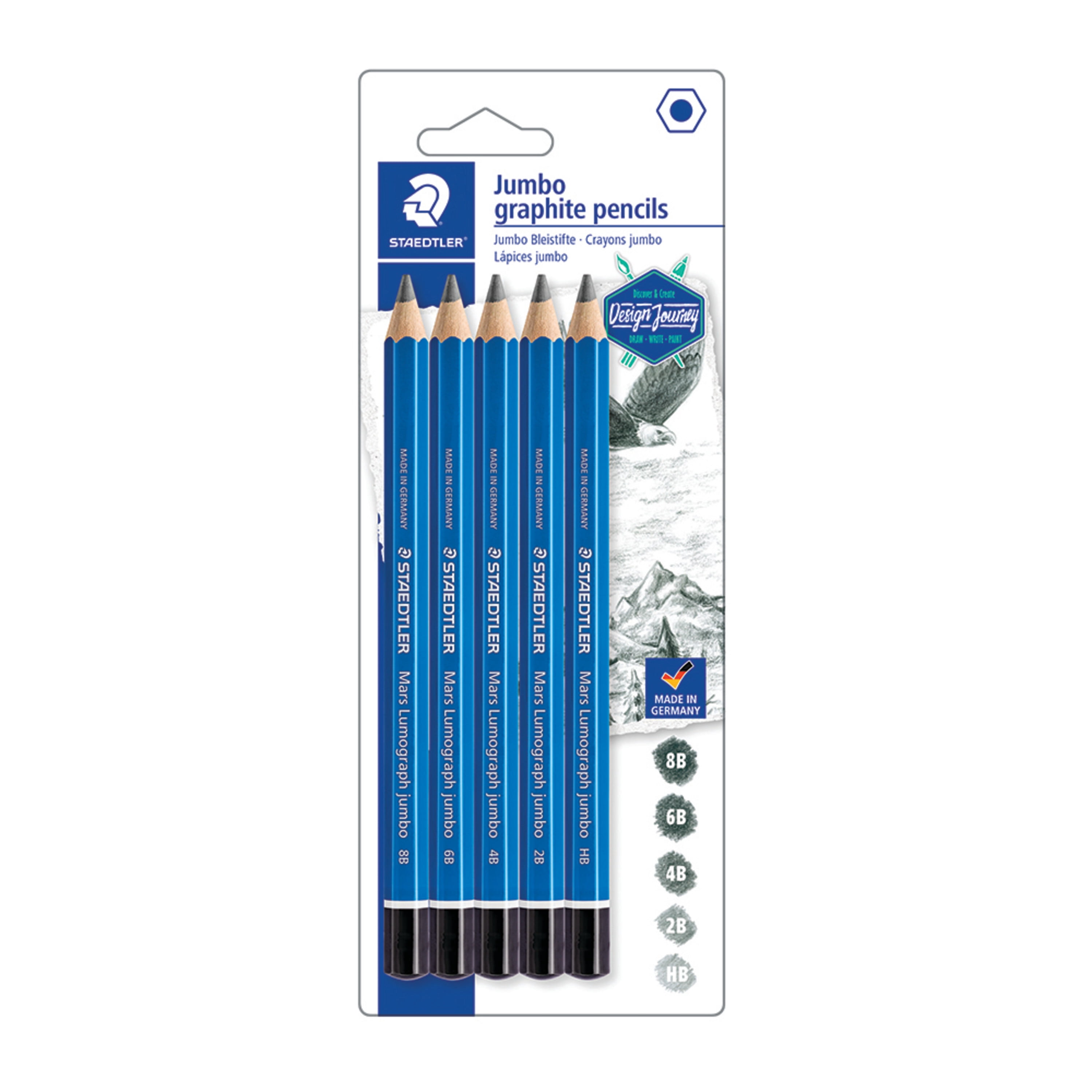 Staedtler Mars Lumograph Jumbo Pencil Set, 5-Pencils