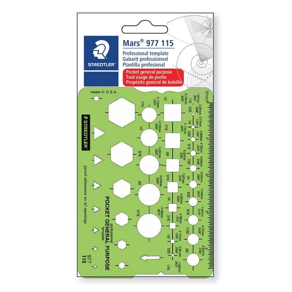 Staedtler 977115 Templates, 40 Geometric Shapes, 3.63 X 5.13, Green