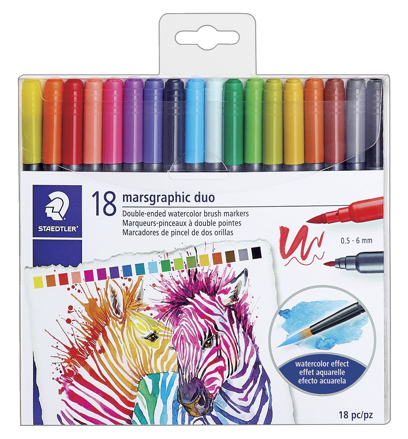 Staedtler Marsgraphic Dual Tip Watercolor Markers, Set of 18