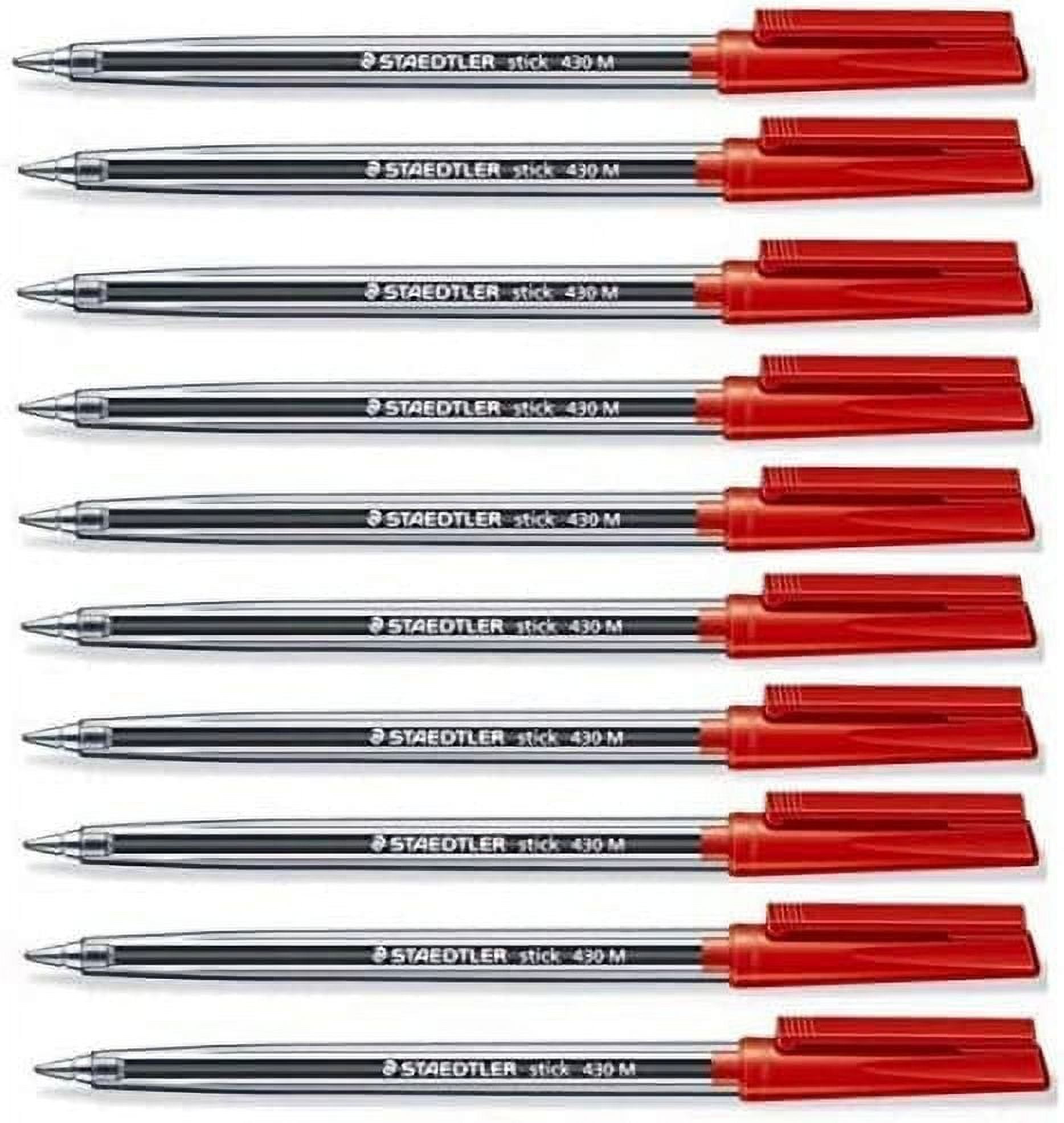 Staedtler Medium 0.5mm 430 Stick Ballpoint Pens Writing Pen Smooth - Black & Blue Ink - Pack of 6
