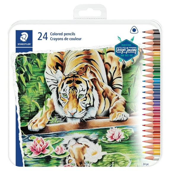 Staedtler Permanent Color Pencil, 3mm Lead, for Beginners ages 5 - 55 and Artists, Metal Tin, 24 Pack