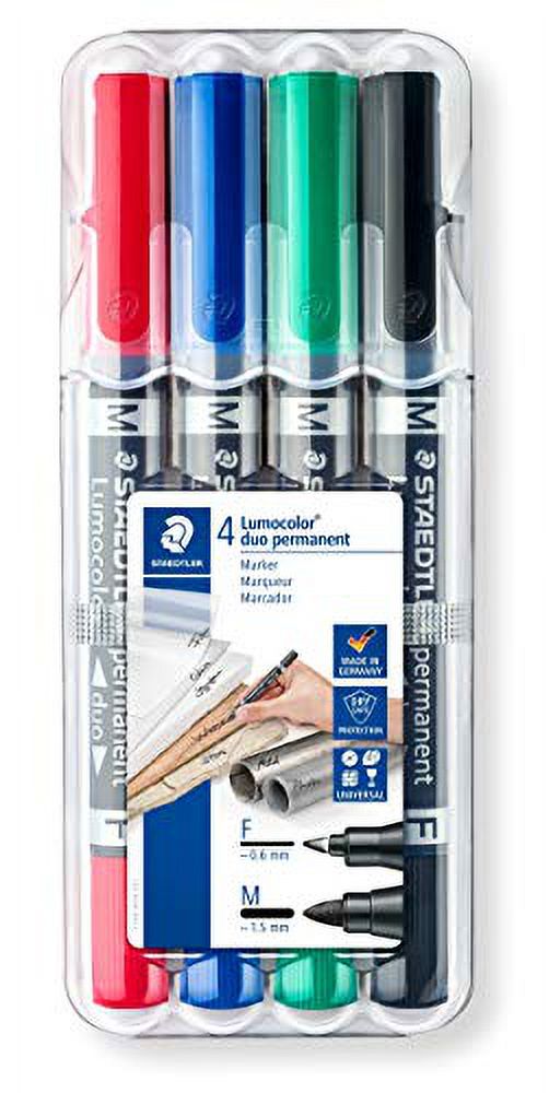 Staedtler Permanent Pen Lumocolor Duo Twin Type 0.6mm 1.5mm 4 Color Set 348 WP4