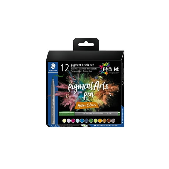 Staedtler Pigment Arts Brush Pens - Nature Colors, Set of 12