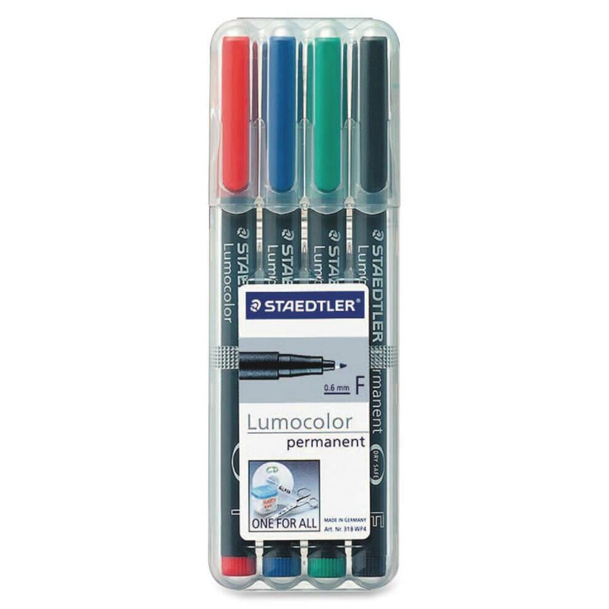 Lumocolor Quick-drying Fine Point Permanent Markers - Fine Marker Point - 0.6 mm Marker Point Size - Red, Blue, Green, Black - Black Polypropylene Barrel - 4 / Set Lumocolor Quick-drying Fine Point Permanent Markers - Fine Marker Point - 0.6 mm Marker Point Size - Red, Blue, Green, Black - Black Polypropylene Barrel - 4 / Set
