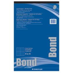 Staedtler(R) Non-Photo Cross-Section Drawing Paper, 4in. x 4in. Grid, 11in. x 17in., Pack Of 50 Sheets
