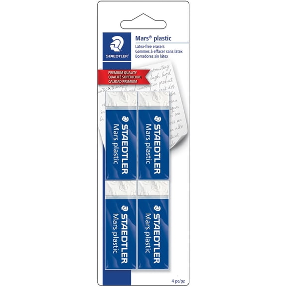 Staedtler, STD52650BK4, Mars Plastic Eraser, 4 / Pack, White