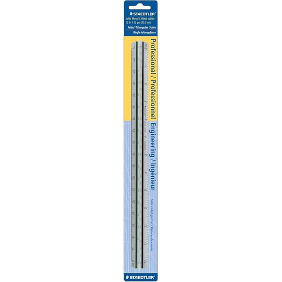 Staedtler, STD987M1834BK, Prof-Quality Engineer's Triangular Scale, 1 Each, Silver