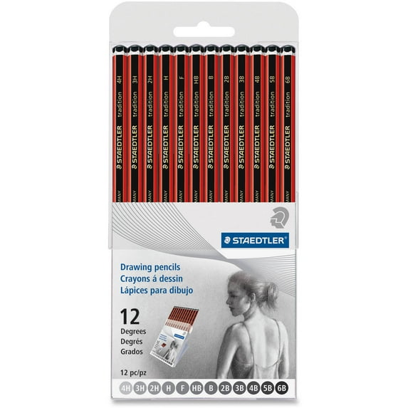 Staedtler Tradition Drawing Pencils, Pack of 12, Red/Black