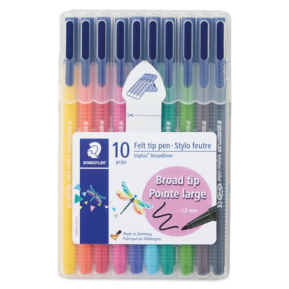 Staedtler Triplus Broadliner Felt Tip Pens - Assorted Colors, Set of 10