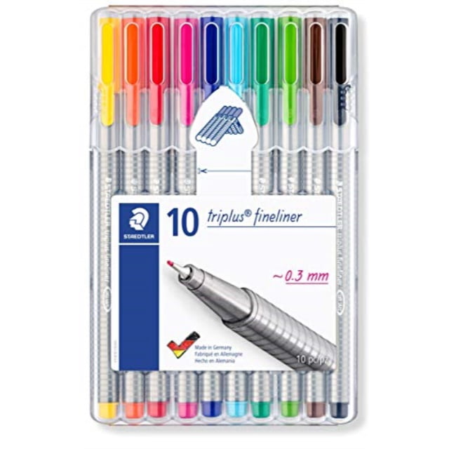 staedtler triplus fineliner 0.3 mm porous point pen 334 - sb10, 10 pack