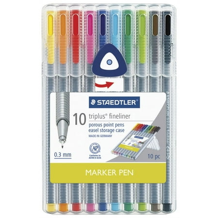 STAEDTLER® Triplus® Fineliner Pens, Superfine 0.3 mm, Assorted Colors, Set of 10