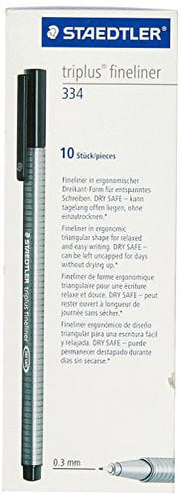 Staedtler Triplus Fineliner Pens, 0.3mm, Black, Pack of 10 (334-9
