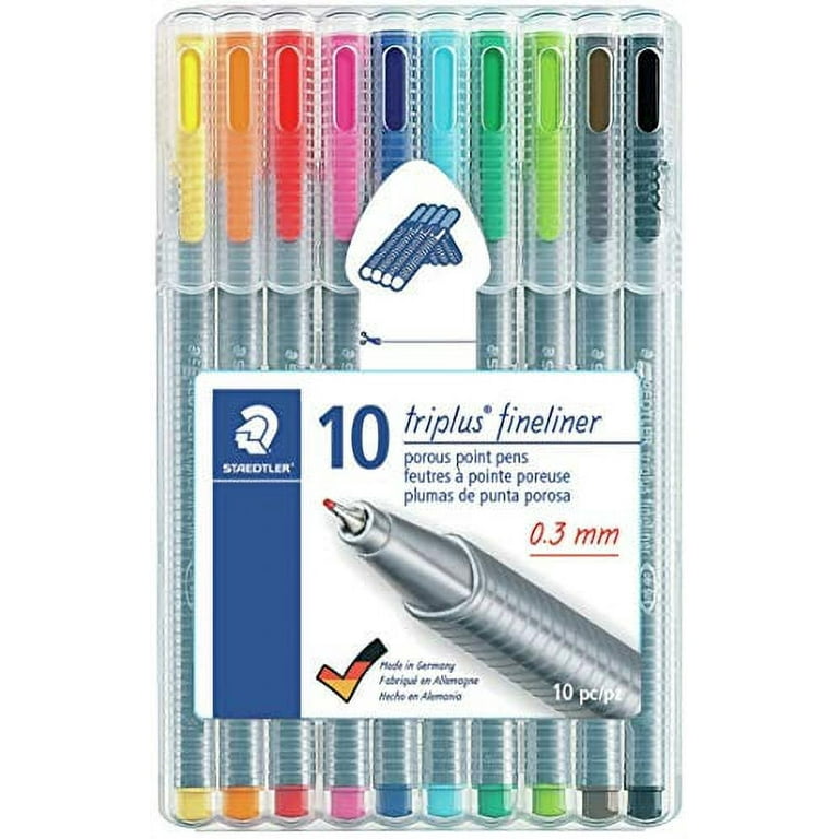 Staedtler Triplus Permanent Fineliner Pens - Assorted Colours (Wallet of  10), 331 SB10