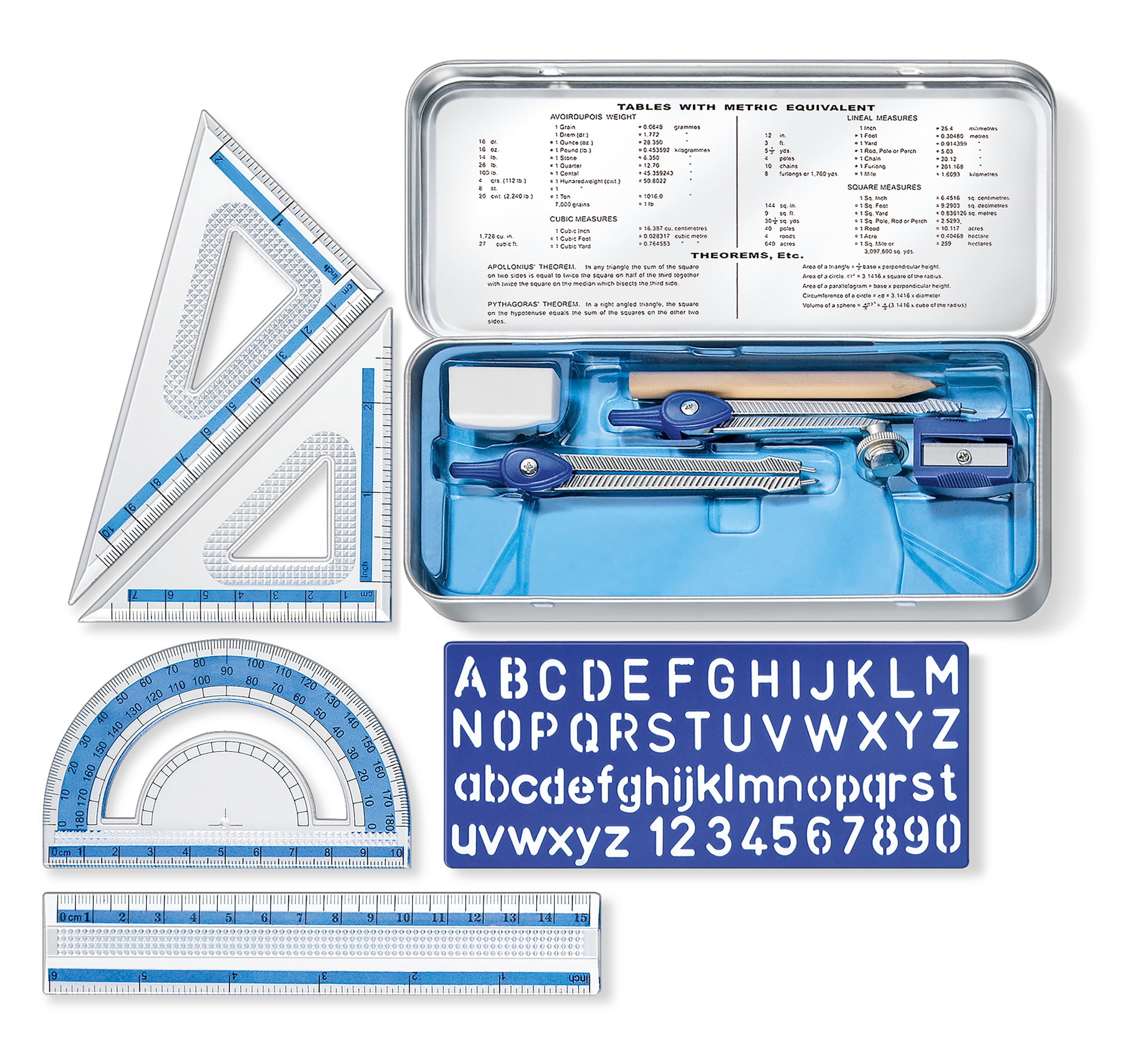 Newsource Compass for Geometry Drawing Tools & Drafting Kits for Engineer Geometry Set Metal for Architecture Geometry Set for School with Set Squ