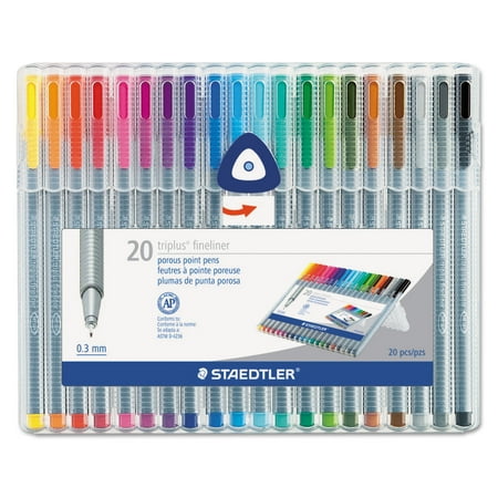 Staedtler triplus Fineliner Marker, Super Fine, Water-Based, 20 Color Set