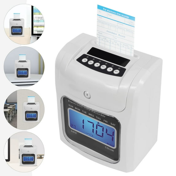 LCD Employee Attendance Machine Time Clock Punch Card Machine Office+50 Cards White