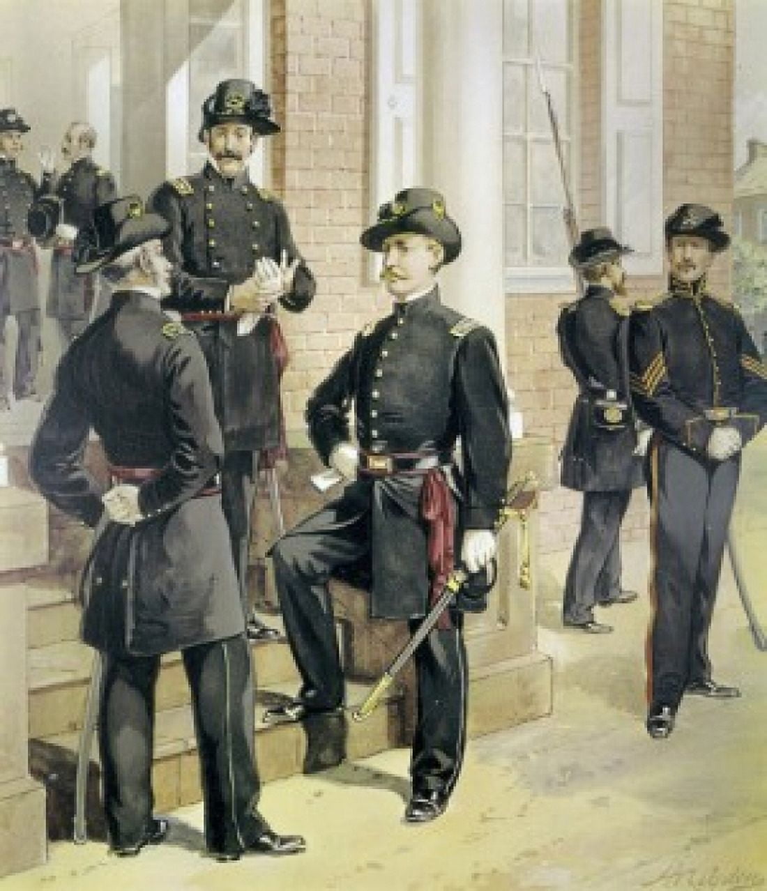 Staff Field-and-line Officers (1858-1861) Henry Alexander Ogden (1856-1936 American) Canvas Art - Henry Alexander Ogden (18 x 24)