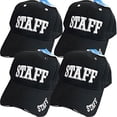 thumbnail image 1 of "Staff" High Definition Embroidered Baseball Cap - Black (4 Pack), 1 of 2