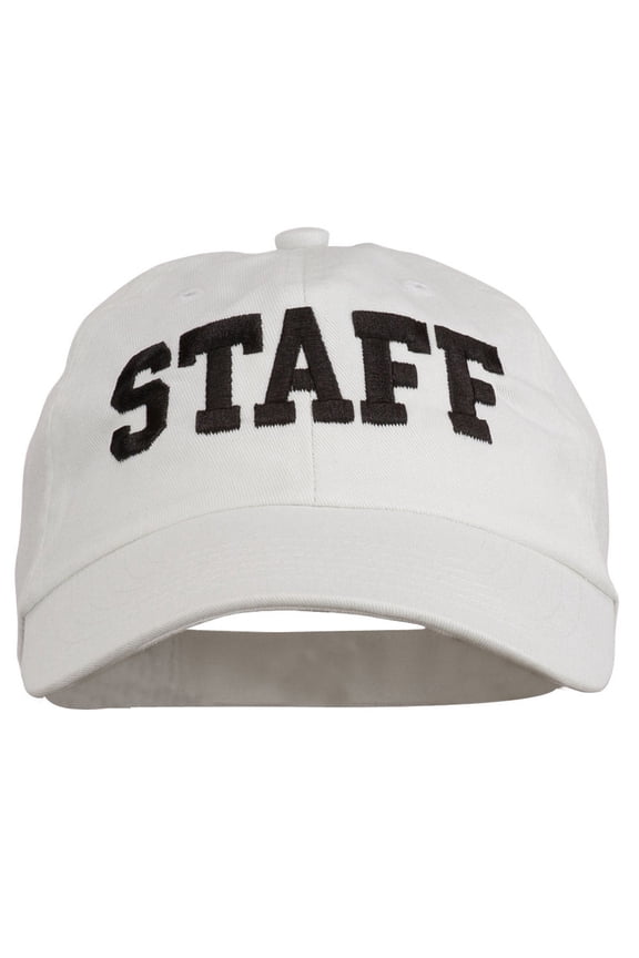 Staff Letter Embroidered Low Profile Washed Cap - White OSFM