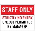 thumbnail image 1 of Staff Only Strictly No Entry Unless Permitted By Manager Sign Home Kitchen Farm Garden Garage Wall Decor 12X8Inch, 1 of 4