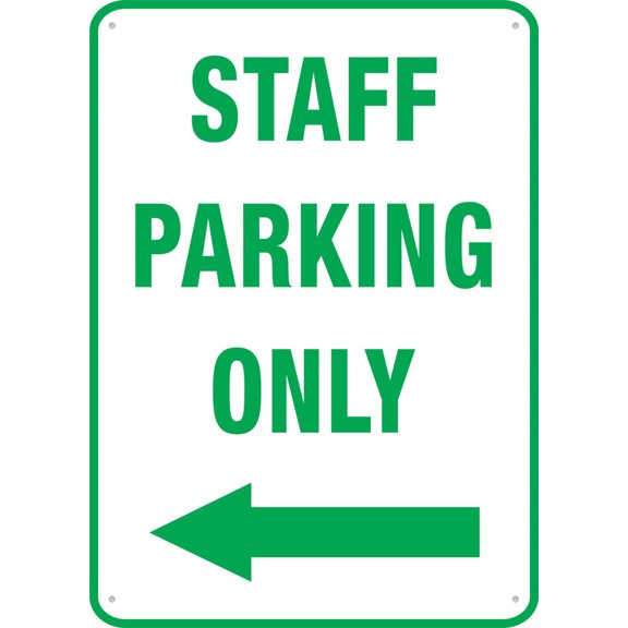 Staff Parking Only Left Arrow Sign 12X8 Inches Metal Aluminum Signs, Weather Resistant, Weatherproof, Indoor Or Outdoor
