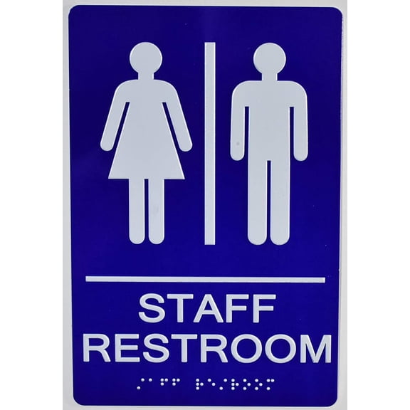 Staff Restroom Compliant Sign. 6"x9" Sign -(Aluminum, Blue, Size 6x9) The Sensation line
