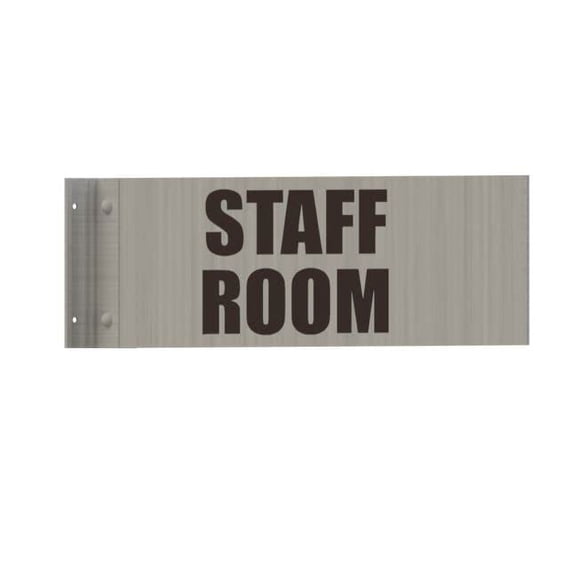 Staff Room Sign -Two-Sided/Double Sided Projecting, Corridor and Hallway Sign (Aluminum, Silver, 4x12 Inch)-The Hallway Line(ref062022)