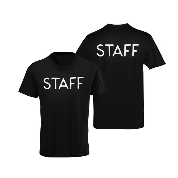 Staff T-Shirt Screen Printed Tee Printed Front & Back Staff Event Black-White, Small