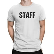 Staff T-Shirt White Mens Tee Staff Event Shirt Front & Back Screen Printed 5XL