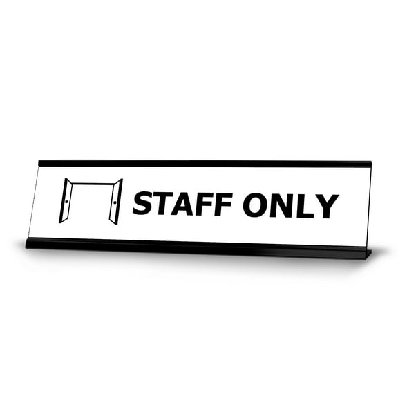 Staff only, Black Frame Desk Sign (2 x 8")