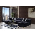 thumbnail image 1 of Staffora Furniture Bianco Velvet Double Chaise Sectional Sofa with 8 Designer Pillows, Black, 1 of 5